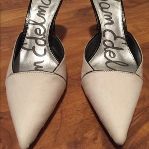 White cow fur Sam Edelman mules size 9